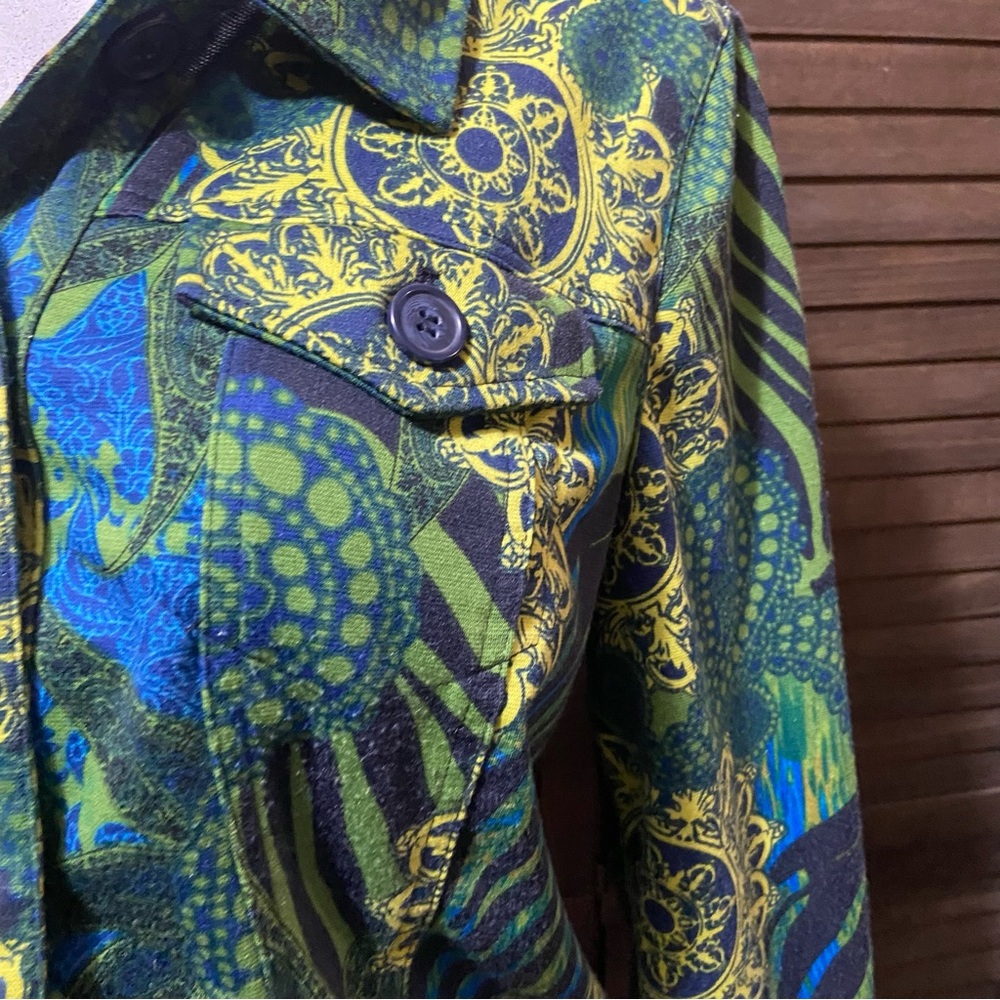 Attyre Paisley Vibrant Soft Jacket Green/Blue Farm Rio Boho Eclectic Size Large - Picture 8 of 11